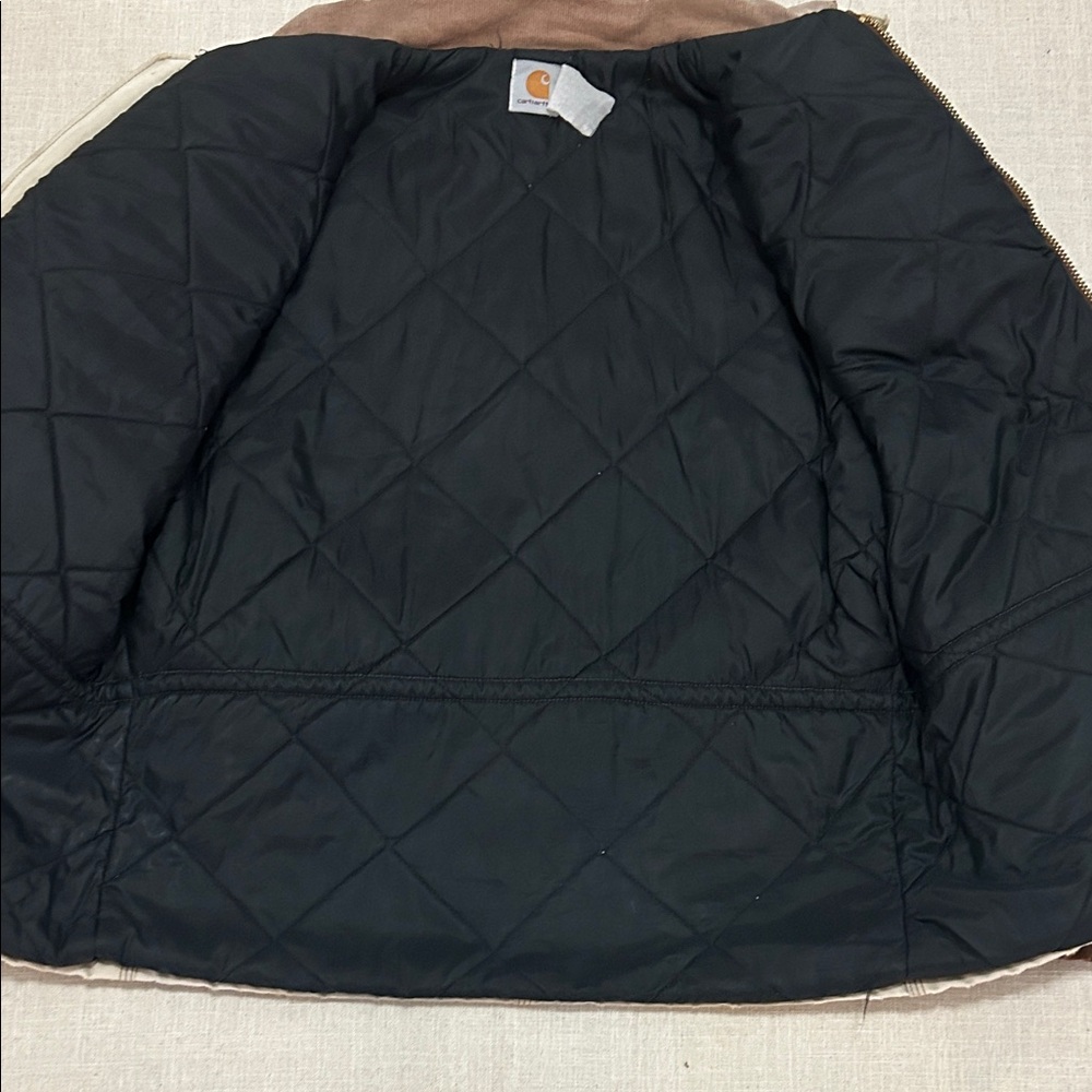 Vintage Carhartt Jacket XL Tan Thrashed Distressed Quilted Chore Barn - Picture 13 of 16